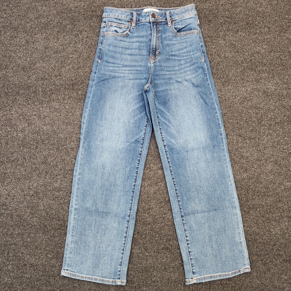 Hidden Los Angeles Women 26 Blue Medium Wash Wide Leg Jeans Cotton Blend Stretch